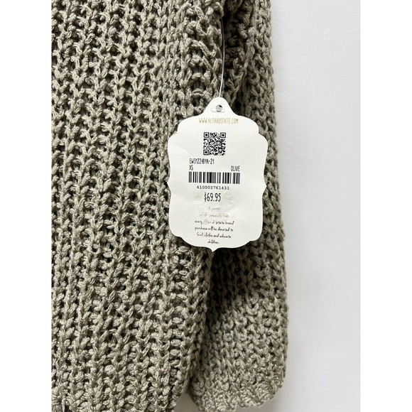 Altar’d State NWT $70 Women’s Loose Knit Fringe Sweater Olive Green Size XS - Picture 4 of 6